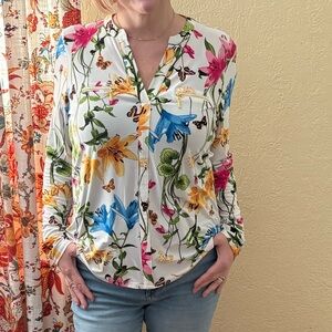 INC International Concepts Multicolor Floral Blouse